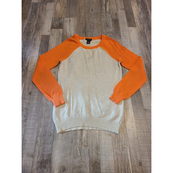 Rue21 small womens cream and orange thin knit sweater - Picture 1 of 8